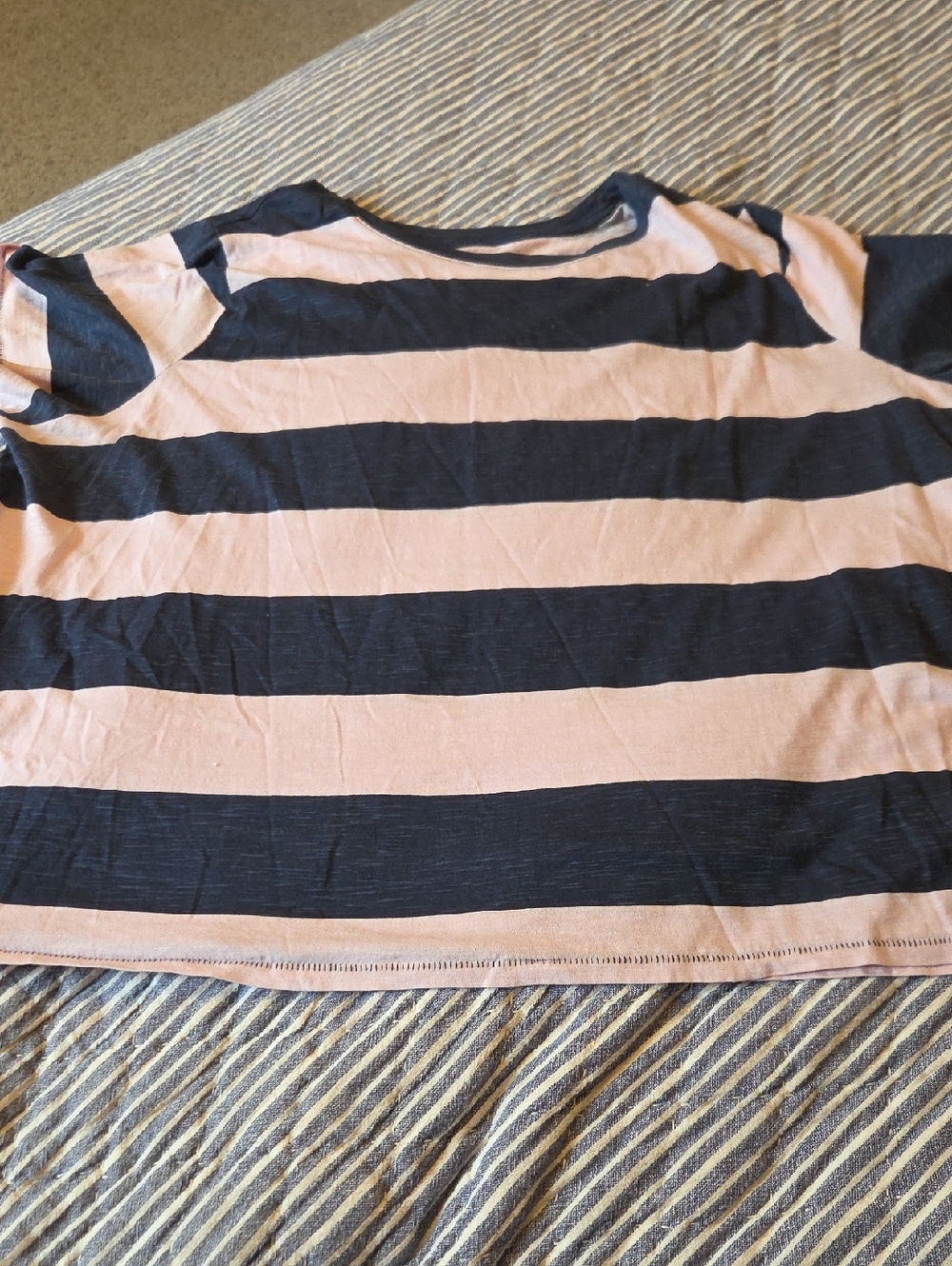 Sonoma Pink and Navy Striped Short Sleeve Tee